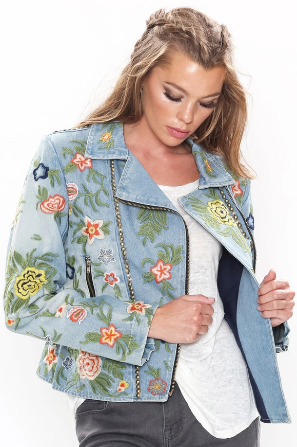 Lucinda Embroidered Denim Jacket-Jacket-Aratta-XS-Urbanheer
