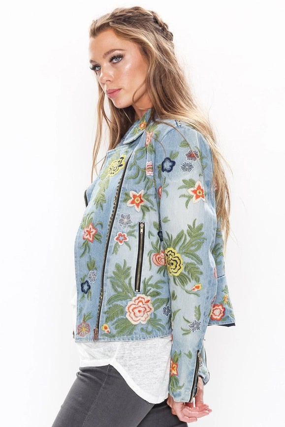 Lucinda Embroidered Denim Jacket-Jacket-Aratta-XS-Urbanheer