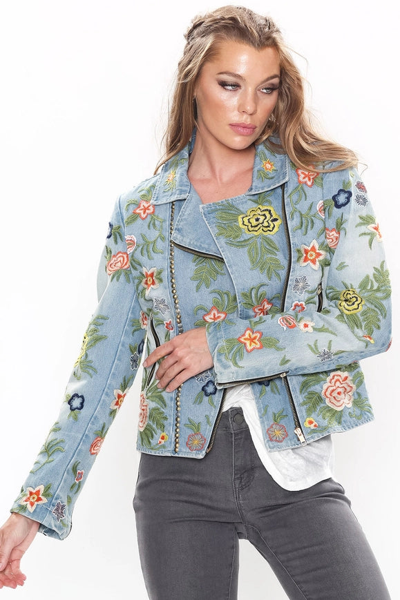 Lucinda Embroidered Denim Jacket-Jacket-Aratta-XS-Urbanheer