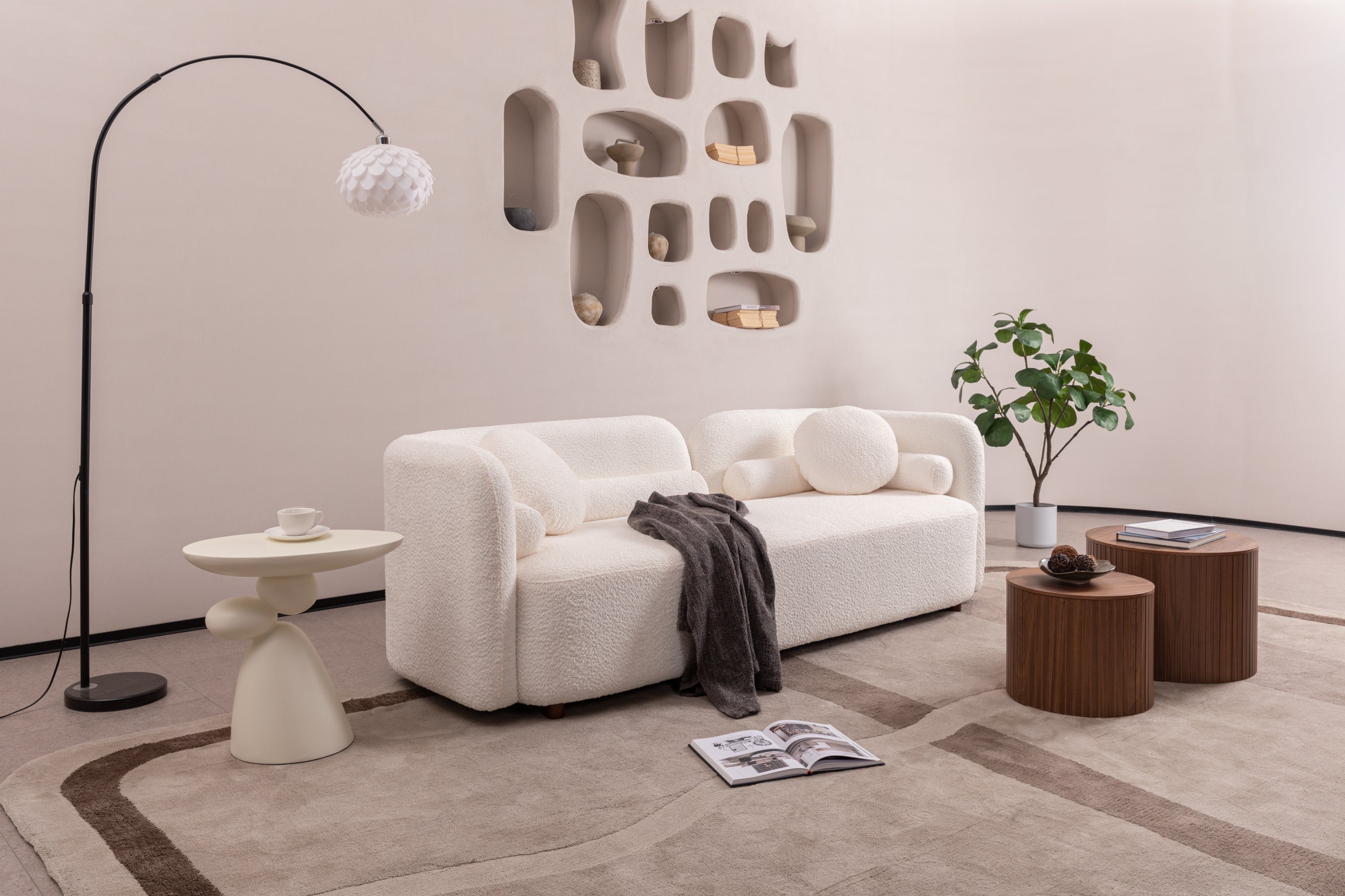 Lucky Stone End Table, Fiberglass Side Table, Modern Minimalist Corner Table, Coffee table with-UH Decor-Default-Urbanheer