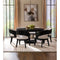 Luna 7-Piece Round Dining Set – Burnished Black Pedestal Table with Cream Upholstered Arm Chairs