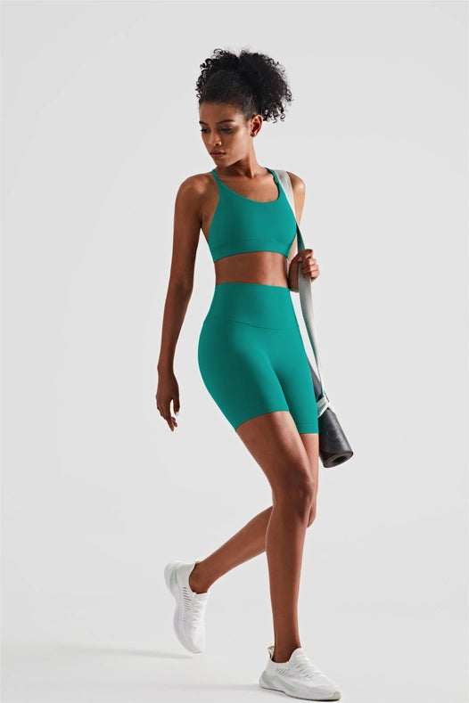 Luna Triangle-Back Sports Bra Emerald-Sports bra-91thelabel-S-Urbanheer