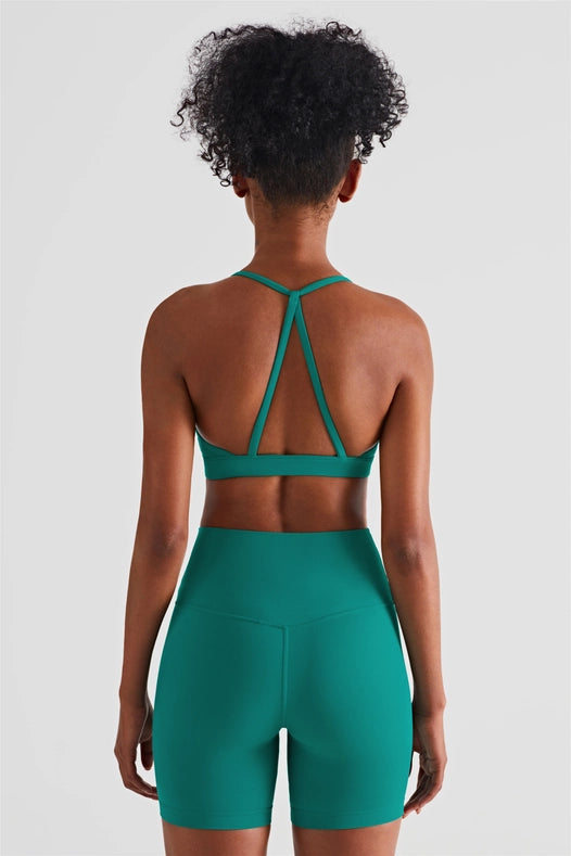 Luna Triangle-Back Sports Bra Emerald-Sports bra-91thelabel-S-Urbanheer