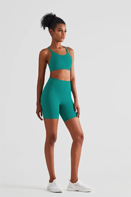 Luna Triangle-Back Sports Bra Emerald-Sports bra-91thelabel-S-Urbanheer