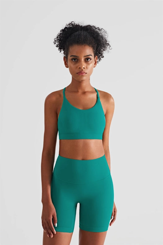 Luna Triangle-Back Sports Bra Emerald-Sports bra-91thelabel-S-Urbanheer