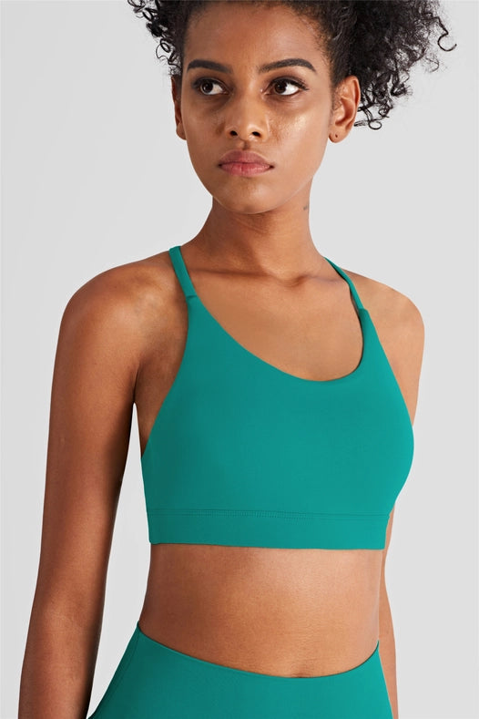 Luna Triangle-Back Sports Bra Emerald-Sports bra-91thelabel-S-Urbanheer