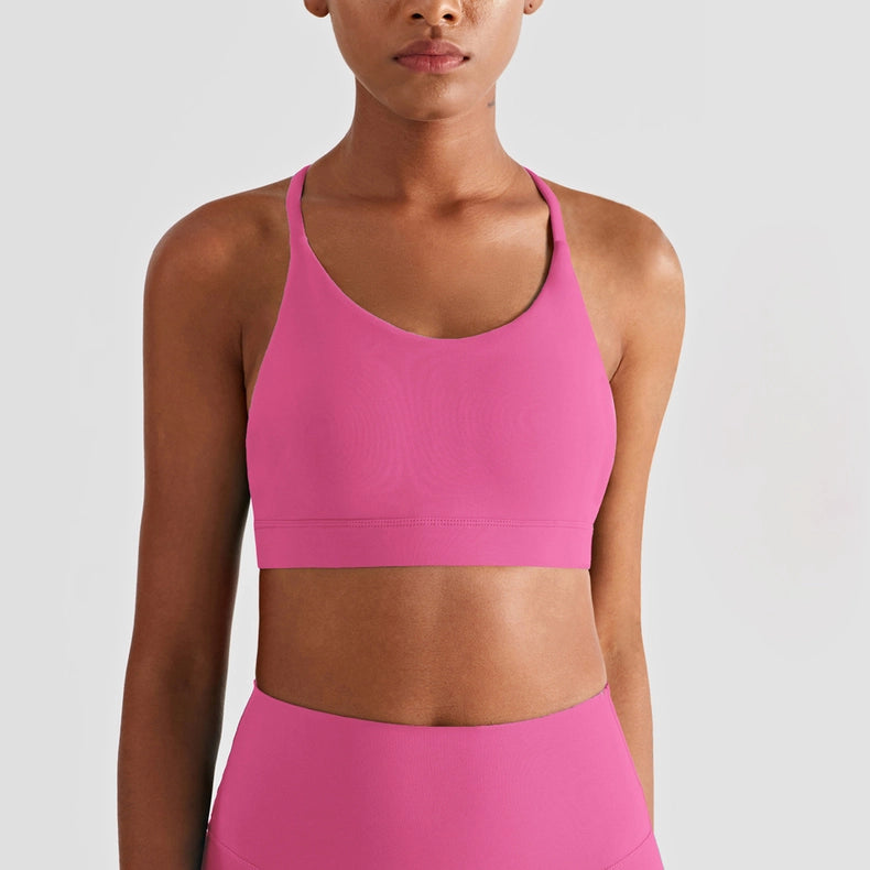Luna Triangle-Back Sports Bra-Sports bra-91thelabel-S-Cosmos Pink-Urbanheer