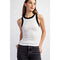 Lurex Ribbed Knit Tank Top Contrast Edge-Tank Top-Edit by Nine-S-SHIMMER WHT/BLK-Urbanheer