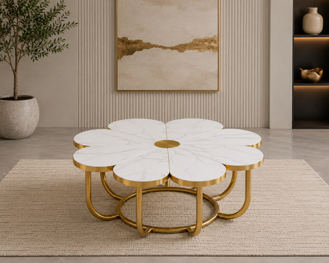 Luxe Blossom Marble Coffee Table