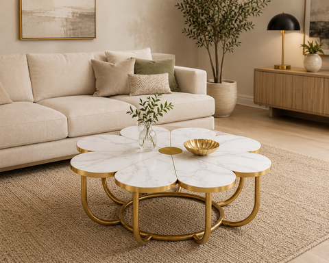 Luxe Blossom Marble Coffee Table