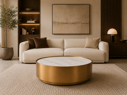 Luxe Gold Marble & Steel Coffee Table