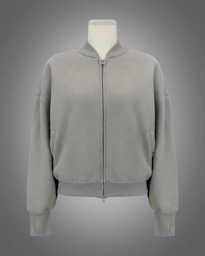 Luxe Super Soft Fleece Bomber-Jacket-Blanc Noir-XS-Mourning Dove-Urbanheer