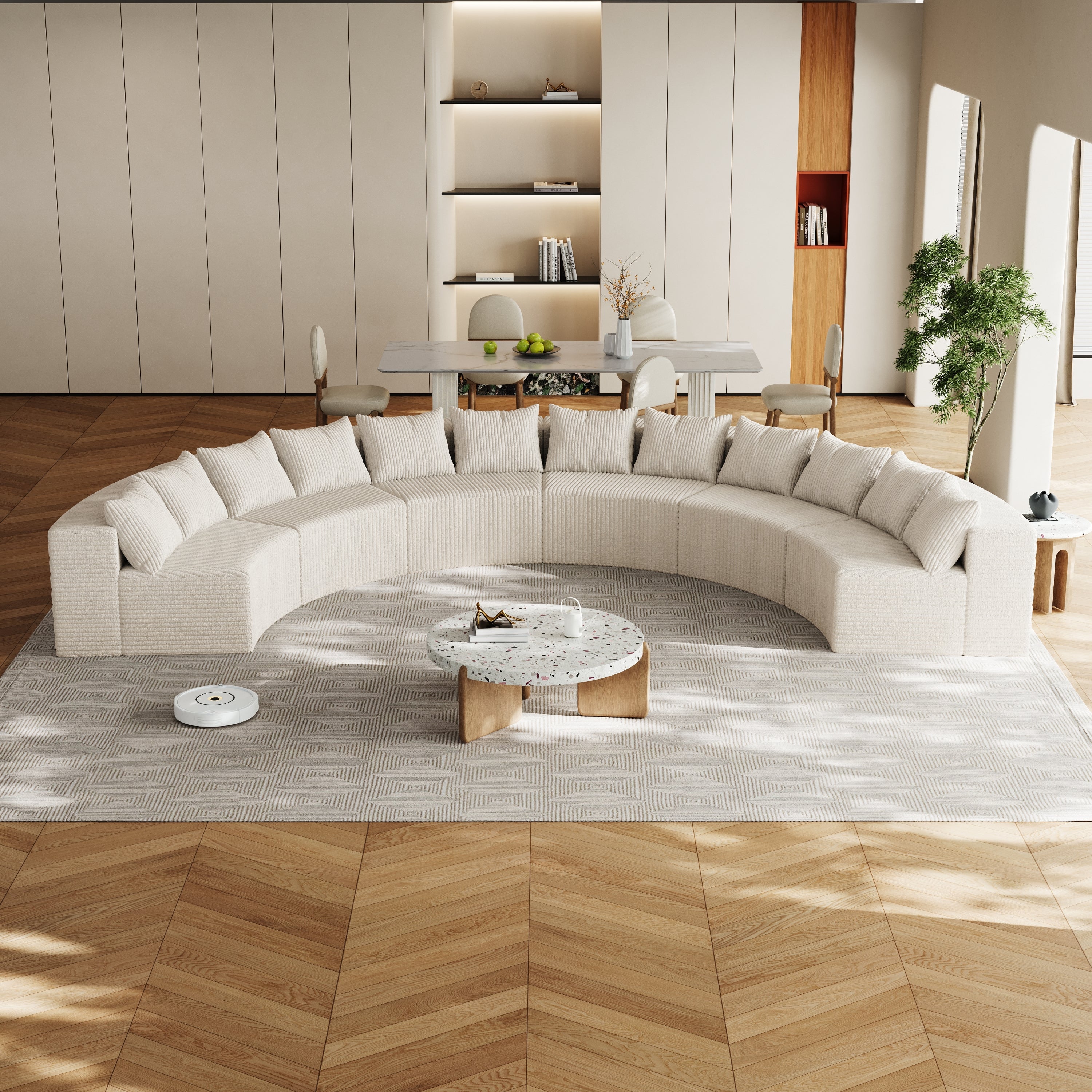Luxury Curved Corduroy Sectional Sofa