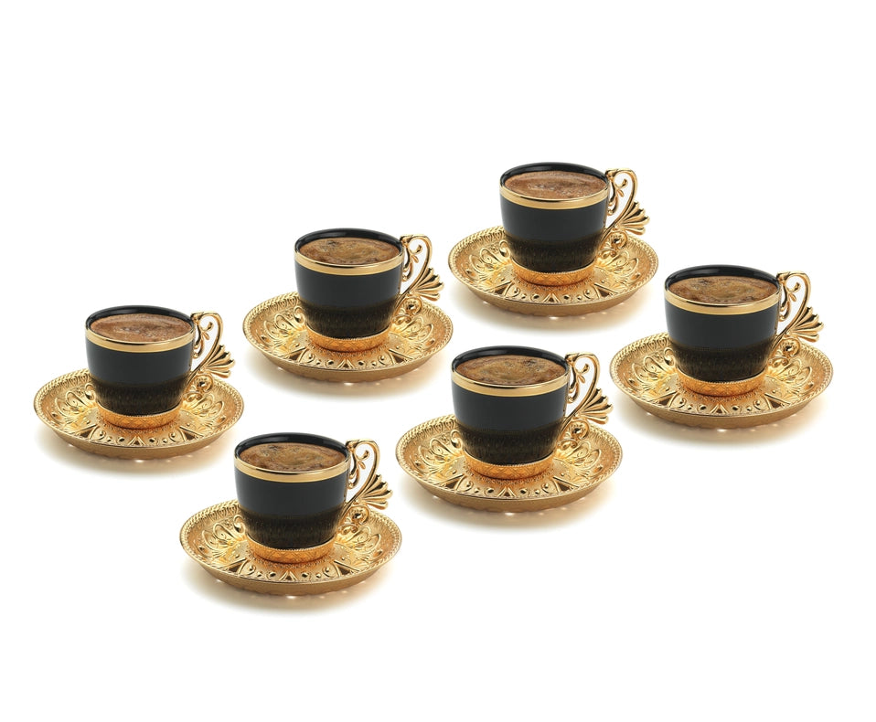 Luxury Gold Color Luxury Coffee Set-Coffee Set-Boutique Unique By Ella-Height: 10 cm Diameter: 6 cm Each Coaster:11 cm-Urbanheer