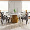 Luxury Round Marble Dining Table Set with Rotating Turntable & 6 Chairs