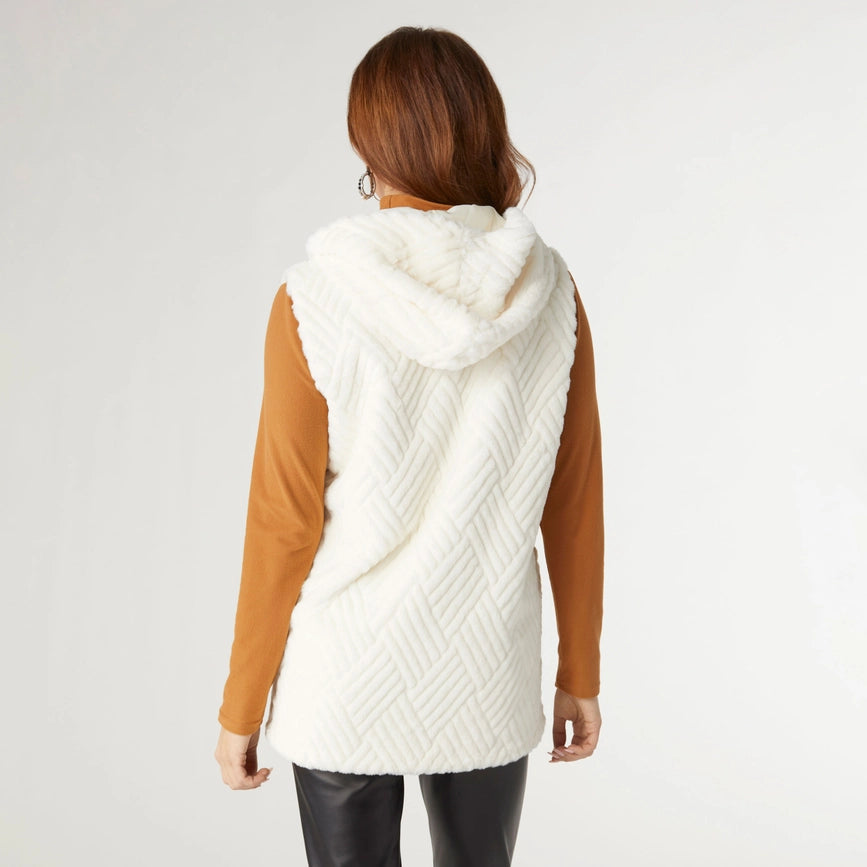 Lyric Faux Fur Hooded Vest Off White-Vest-COCO + CARMEN-XS-Off White-Urbanheer