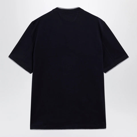 Brunello Cucinelli Crew-neck cotton jersey T-shirt with faux layering, cobalt