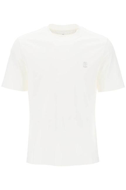 Brunello cucinelli t-shirt with logo print-T-Shirt-BRUNELLO CUCINELLI-S-White-Urbanheer