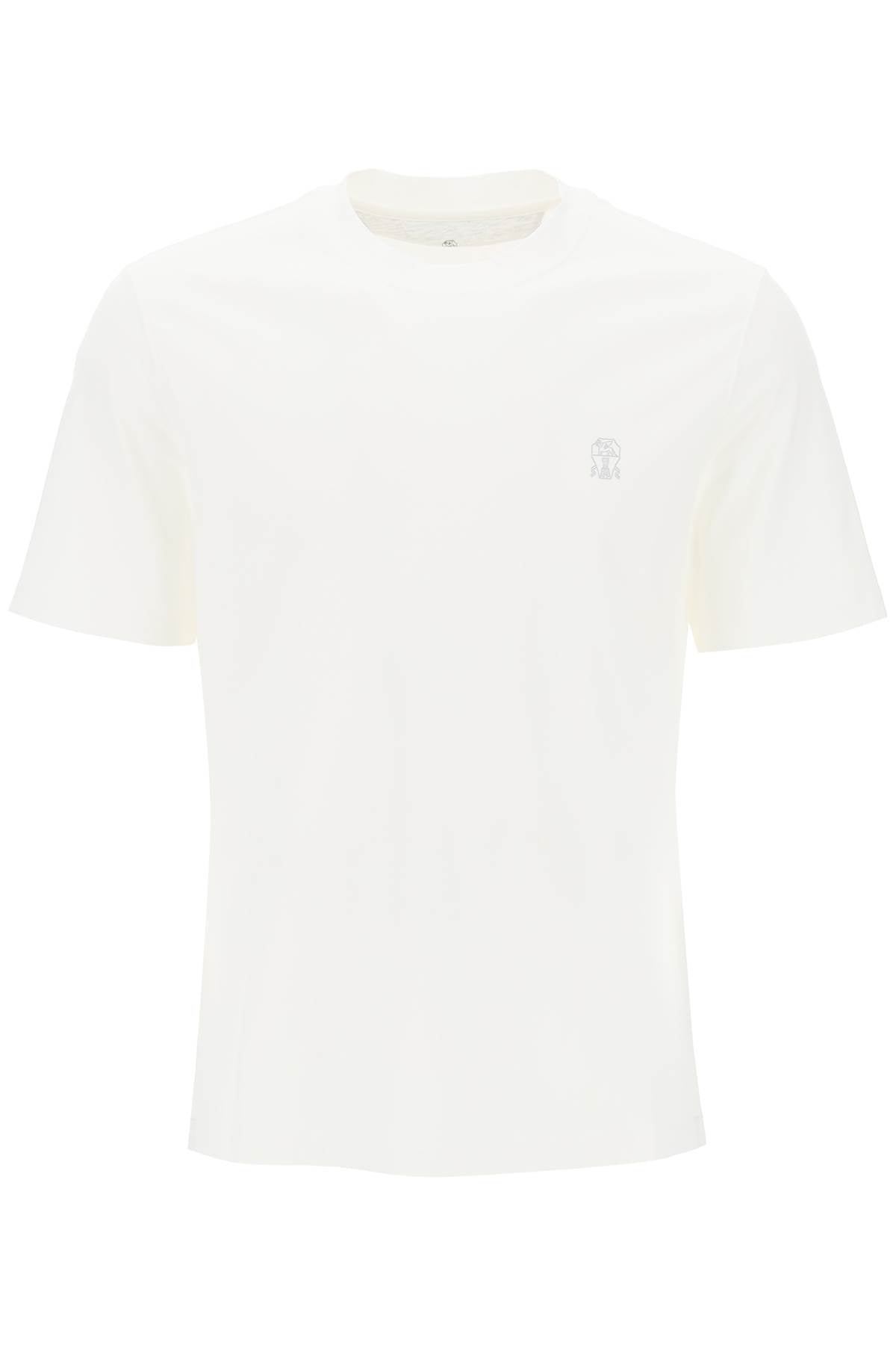 Brunello Cucinelli T-Shirt With Logo Print-T-Shirt-BRUNELLO CUCINELLI-S-White-Urbanheer