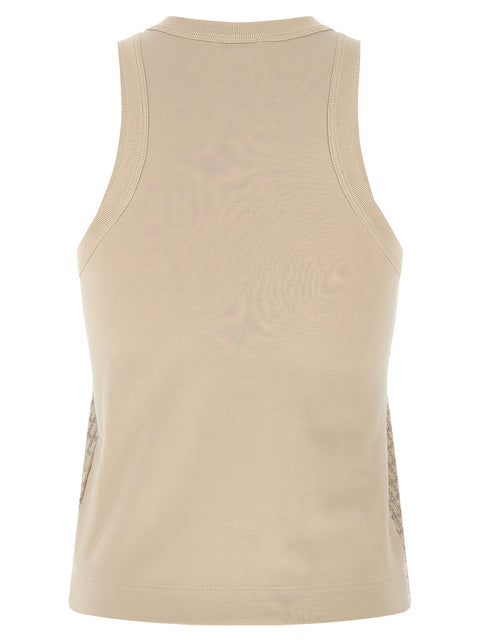 Brunello Cucinelli Dazzling Check Embroidery Top