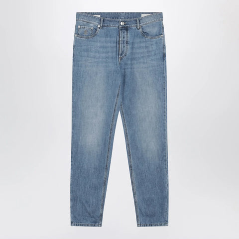 Brunello Cucinelli Traditional-fit five-pocket jeans in light blue denim