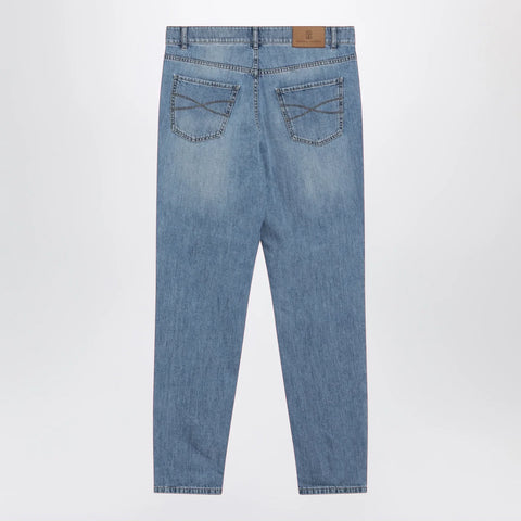 Brunello Cucinelli Traditional-fit five-pocket jeans in light blue denim