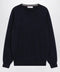 Brunello Cucinelli Navy blue cashmere crewneck sweater with contrast trim