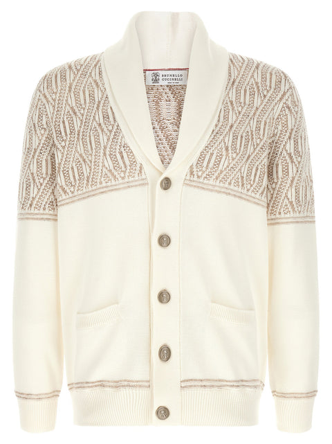 Brunello Cucinelli Braided Jacquard Shoulders Cardigan