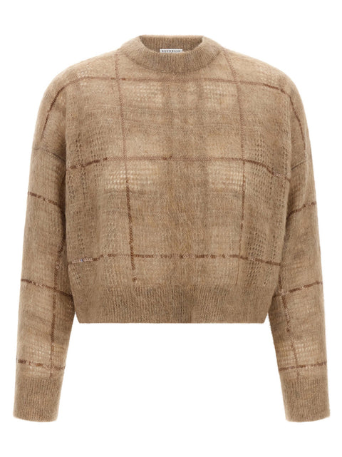 Brunello Cucinelli Sequin Check Sweater
