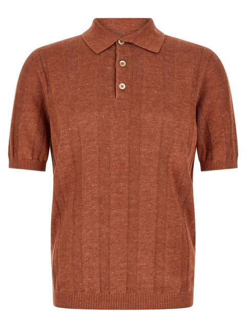 Brunello Cucinelli Wide Ribbed Polo Shirt