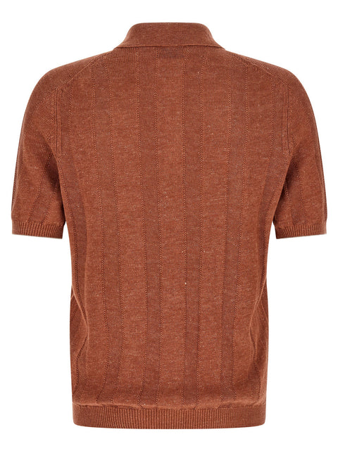 Brunello Cucinelli Wide Ribbed Polo Shirt