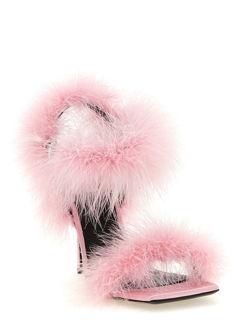 Moschino Satin Sandals And Feathers