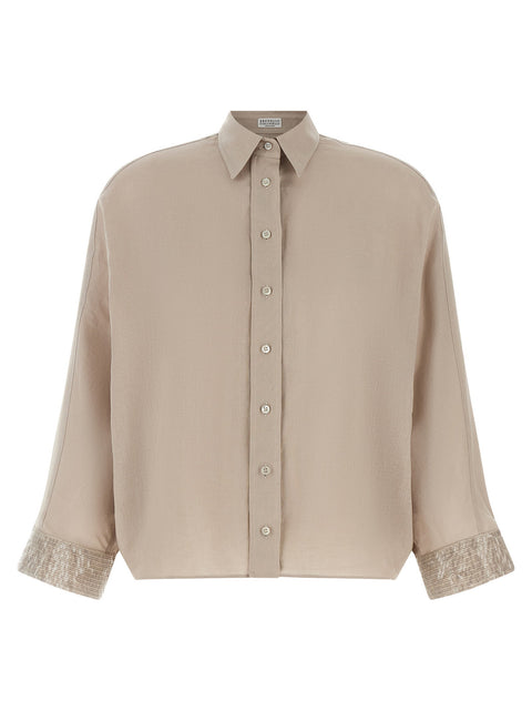 Brunello Cucinelli Dazzling Cascade Cuffs Shirt
