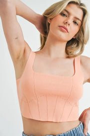 MABLE Corset Design Detail Crop Knit Top-MABLE-Orange-S-Urbanheer