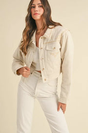 MABLE Embroidered Quilted Cropped Jacket-MABLE-Taupe-S-Urbanheer