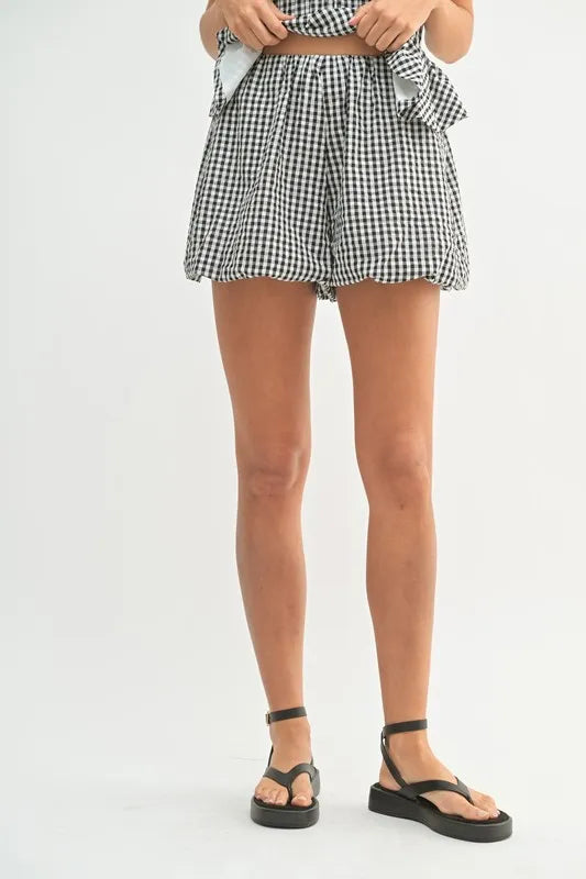 MABLE Gingham Tube Top and Shorts Set-MABLE-Black-S-Urbanheer