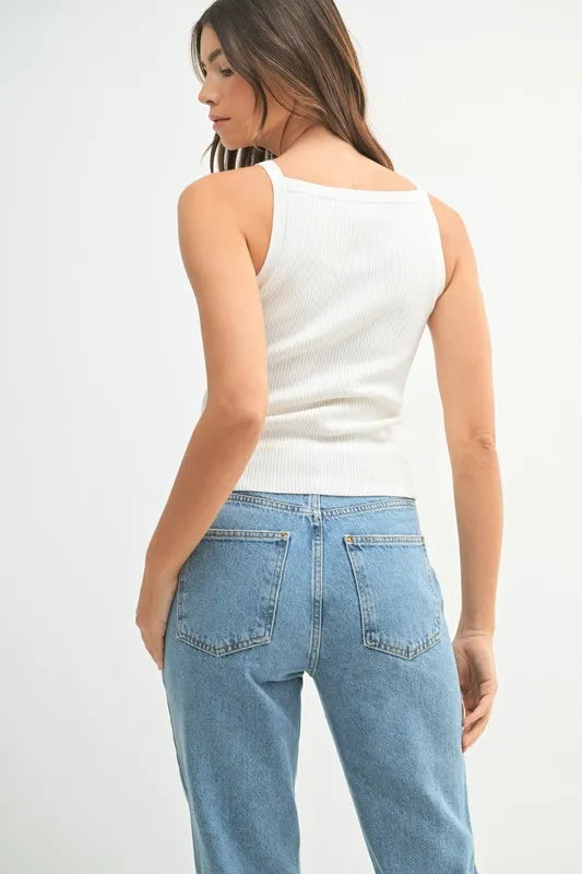 MABLE Ribbed Knit Tank-MABLE-Off White-S-Urbanheer