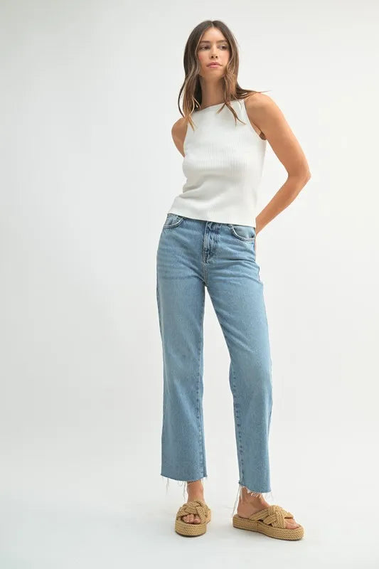 MABLE Ribbed Knit Tank-MABLE-Off White-S-Urbanheer