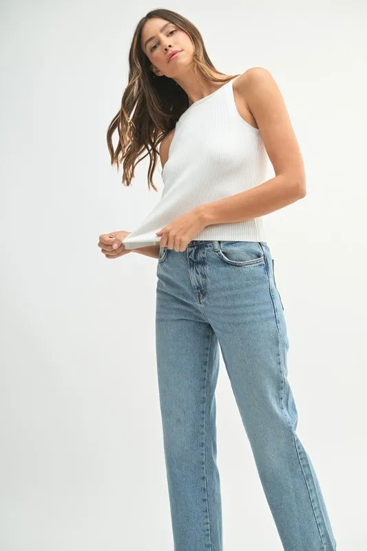 MABLE Ribbed Knit Tank-MABLE-Off White-S-Urbanheer