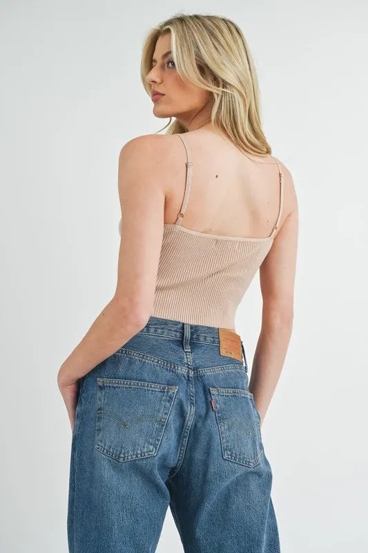 MABLE Scalloped Edge Ribbed Knit Cami-MABLE-Lt Taupe-S-Urbanheer