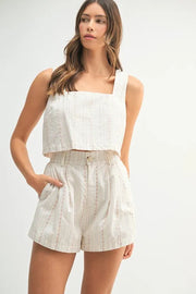MABLE Square Neck Crop Top and Shorts Set-MABLE-Lt Taupe-M-Urbanheer