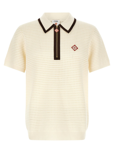 Casablanca Waffle Stitch Knit Polo Shirt