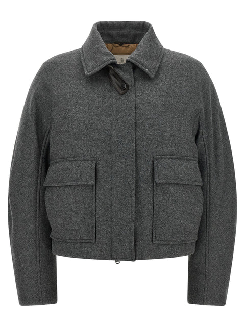 Brunello Cucinelli Shearling Collar Cropped Jacket