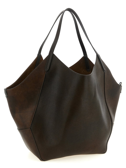 Brunello Cucinelli Reversible Lizard Effect Leather Duo Shopping Bag