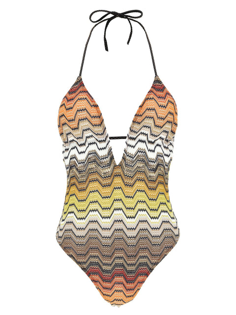 Missoni Greek Pattern One-piece Swimsuit