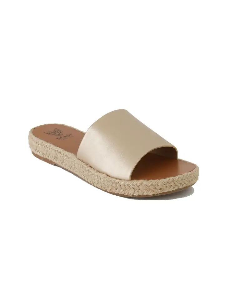 MELANIE-05 Slip-On Espadrille Slides Gold-Sandals-BEAST FASHION-A RUN-Gold-Urbanheer