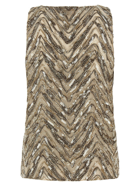 Brunello Cucinelli Dazzling Chevron Embroidery Top