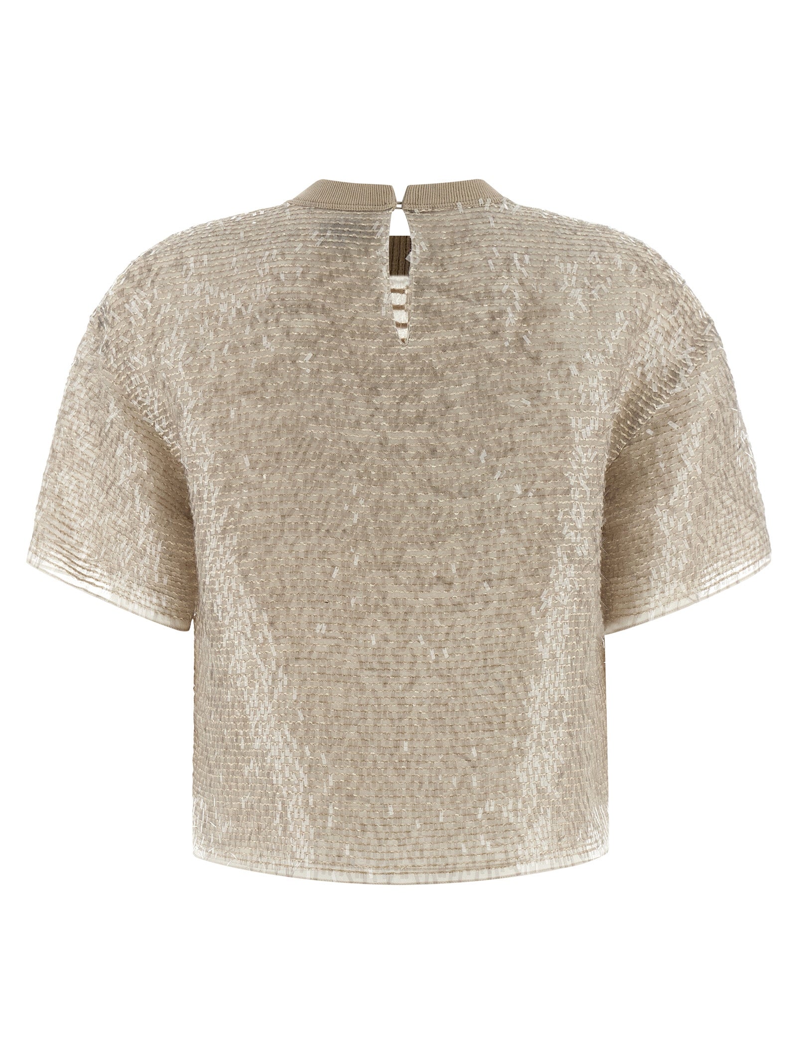 Brunello Cucinelli Dazzling Cascade Embroidery T-shirt