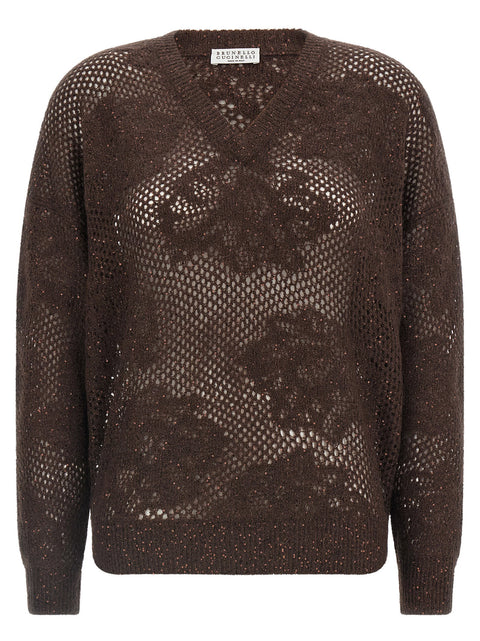Brunello Cucinelli Flower Lace Sweater