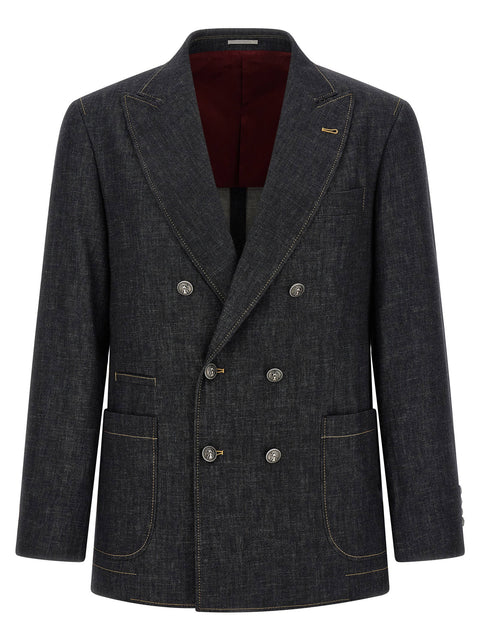 Brunello Cucinelli Double-breasted Denim Blazer